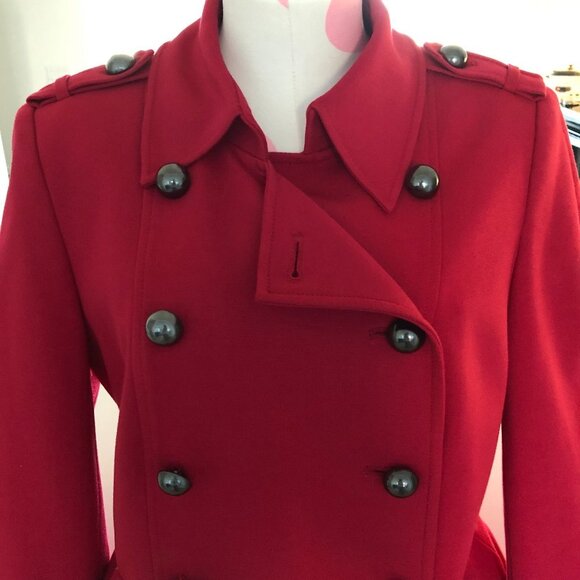 Planet Classic Double Breasted 12 Button Lined Collared Blazer Jacket Red Sz 8 - Picture 2 of 16